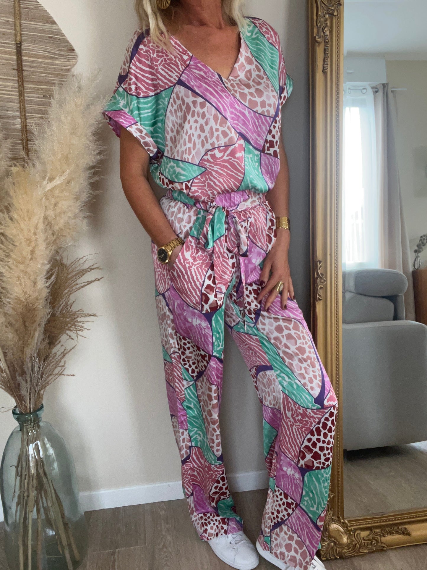 Pantalon fluide à motifs
